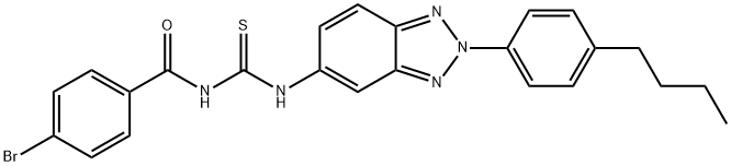 N-(4-bromobenzoyl)-N'-[2-(4-butylphenyl)-2H-1,2,3-benzotriazol-5-yl]thiourea Struktur