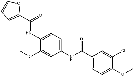 N-{4-[(3-chloro-4-methoxybenzoyl)amino]-2-methoxyphenyl}-2-furamide Struktur