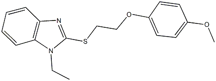 1-ethyl-2-{[2-(4-methoxyphenoxy)ethyl]sulfanyl}-1H-benzimidazole Struktur