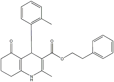 2-phenylethyl 2-methyl-4-(2-methylphenyl)-5-oxo-1,4,5,6,7,8-hexahydro-3-quinolinecarboxylate Struktur