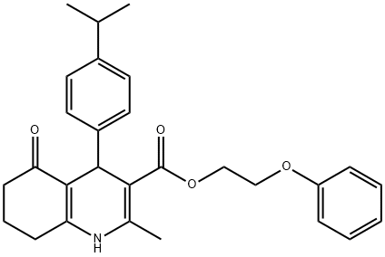 2-phenoxyethyl 4-(4-isopropylphenyl)-2-methyl-5-oxo-1,4,5,6,7,8-hexahydro-3-quinolinecarboxylate Struktur