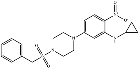 1-(benzylsulfonyl)-4-{3-(cyclopropylamino)-4-nitrophenyl}piperazine Struktur