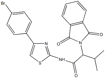 N-[4-(4-bromophenyl)-1,3-thiazol-2-yl]-2-(1,3-dioxo-1,3-dihydro-2H-isoindol-2-yl)-3-methylbutanamide Struktur