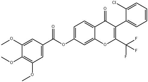 3-(2-chlorophenyl)-4-oxo-2-(trifluoromethyl)-4H-chromen-7-yl 3,4,5-trimethoxybenzoate Struktur