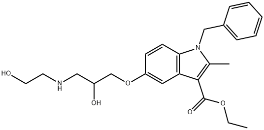 ethyl 1-benzyl-5-{2-hydroxy-3-[(2-hydroxyethyl)amino]propoxy}-2-methyl-1H-indole-3-carboxylate Struktur