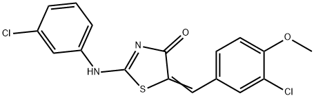 5-(3-chloro-4-methoxybenzylidene)-2-[(3-chlorophenyl)imino]-1,3-thiazolidin-4-one Struktur