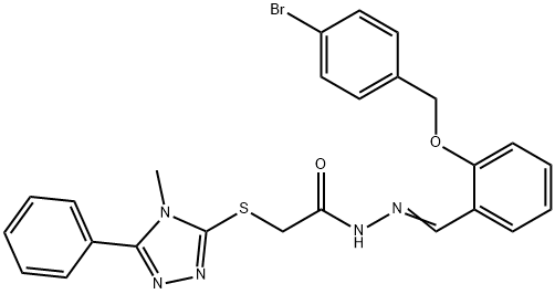 N'-{2-[(4-bromobenzyl)oxy]benzylidene}-2-[(4-methyl-5-phenyl-4H-1,2,4-triazol-3-yl)sulfanyl]acetohydrazide Struktur