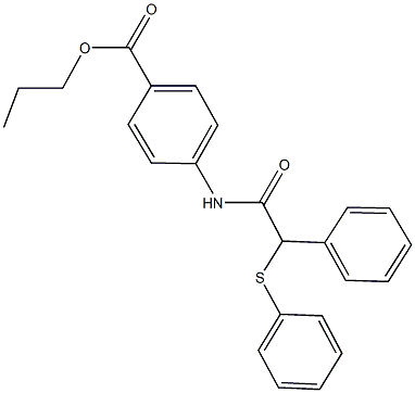 propyl 4-{[phenyl(phenylsulfanyl)acetyl]amino}benzoate Struktur