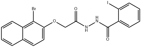 N'-{[(1-bromo-2-naphthyl)oxy]acetyl}-2-iodobenzohydrazide Struktur