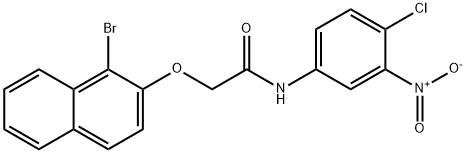 2-[(1-bromo-2-naphthyl)oxy]-N-{4-chloro-3-nitrophenyl}acetamide Struktur