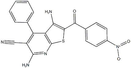 3,6-diamino-2-(4-nitrobenzoyl)-4-phenylthieno[2,3-b]pyridine-5-carbonitrile Struktur