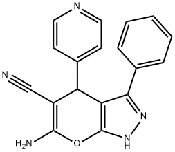 6-amino-3-phenyl-4-(4-pyridinyl)-1,4-dihydropyrano[2,3-c]pyrazole-5-carbonitrile Struktur