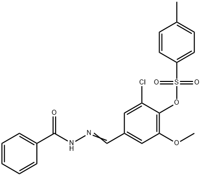 4-(2-benzoylcarbohydrazonoyl)-2-chloro-6-methoxyphenyl 4-methylbenzenesulfonate Struktur