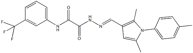 2-(2-{[2,5-dimethyl-1-(4-methylphenyl)-1H-pyrrol-3-yl]methylene}hydrazino)-2-oxo-N-[3-(trifluoromethyl)phenyl]acetamide Struktur