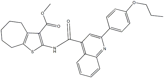 methyl 2-({[2-(4-propoxyphenyl)-4-quinolinyl]carbonyl}amino)-5,6,7,8-tetrahydro-4H-cyclohepta[b]thiophene-3-carboxylate Struktur