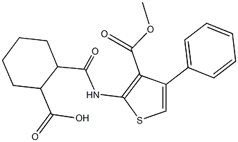 2-({[3-(methoxycarbonyl)-4-phenyl-2-thienyl]amino}carbonyl)cyclohexanecarboxylic acid Struktur