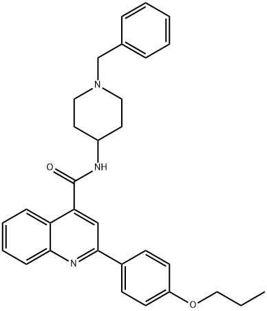 N-(1-benzyl-4-piperidinyl)-2-(4-propoxyphenyl)-4-quinolinecarboxamide Struktur