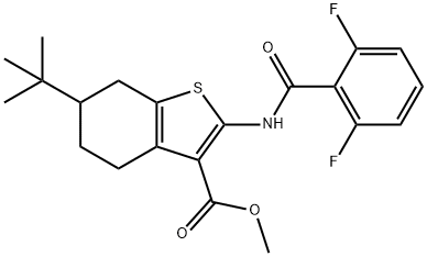 methyl 6-tert-butyl-2-[(2,6-difluorobenzoyl)amino]-4,5,6,7-tetrahydro-1-benzothiophene-3-carboxylate Struktur