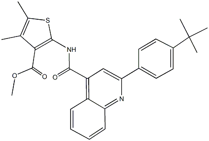 methyl 2-({[2-(4-tert-butylphenyl)-4-quinolinyl]carbonyl}amino)-4,5-dimethyl-3-thiophenecarboxylate Struktur