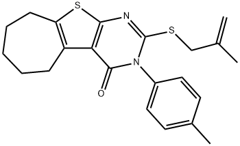 3-(4-methylphenyl)-2-[(2-methyl-2-propenyl)sulfanyl]-3,5,6,7,8,9-hexahydro-4H-cyclohepta[4,5]thieno[2,3-d]pyrimidin-4-one Struktur