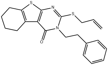 2-(allylsulfanyl)-3-(2-phenylethyl)-5,6,7,8-tetrahydro[1]benzothieno[2,3-d]pyrimidin-4(3H)-one Struktur