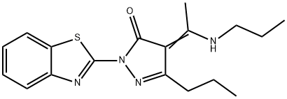 2-(1,3-benzothiazol-2-yl)-5-propyl-4-[1-(propylamino)ethylidene]-2,4-dihydro-3H-pyrazol-3-one Struktur