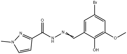 N'-(5-bromo-2-hydroxy-3-methoxybenzylidene)-1-methyl-1H-pyrazole-3-carbohydrazide Struktur