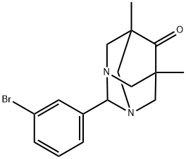 2-(3-bromophenyl)-5,7-dimethyl-1,3-diazatricyclo[3.3.1.1~3,7~]decan-6-one Struktur