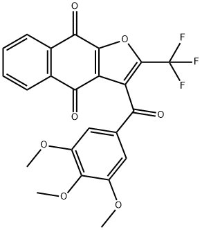 2-(trifluoromethyl)-3-(3,4,5-trimethoxybenzoyl)naphtho[2,3-b]furan-4,9-dione Struktur