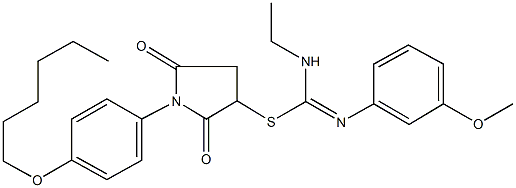 1-[4-(hexyloxy)phenyl]-2,5-dioxo-3-pyrrolidinyl N-ethyl-N'-(3-methoxyphenyl)imidothiocarbamate Struktur