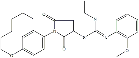 1-[4-(hexyloxy)phenyl]-2,5-dioxo-3-pyrrolidinyl N-ethyl-N'-(2-methoxyphenyl)imidothiocarbamate Struktur