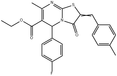 ethyl 5-(4-fluorophenyl)-7-methyl-2-(4-methylbenzylidene)-3-oxo-2,3-dihydro-5H-[1,3]thiazolo[3,2-a]pyrimidine-6-carboxylate Struktur