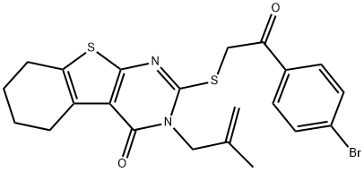 2-{[2-(4-bromophenyl)-2-oxoethyl]sulfanyl}-3-(2-methyl-2-propenyl)-5,6,7,8-tetrahydro[1]benzothieno[2,3-d]pyrimidin-4(3H)-one Struktur