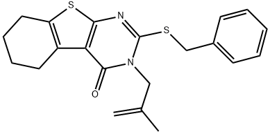 2-(benzylsulfanyl)-3-(2-methyl-2-propenyl)-5,6,7,8-tetrahydro[1]benzothieno[2,3-d]pyrimidin-4(3H)-one Struktur