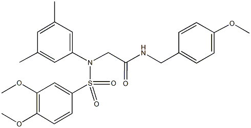 2-{[(3,4-dimethoxyphenyl)sulfonyl]-3,5-dimethylanilino}-N-(4-methoxybenzyl)acetamide Struktur