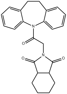 2-[2-(10,11-dihydro-5H-dibenzo[b,f]azepin-5-yl)-2-oxoethyl]hexahydro-1H-isoindole-1,3(2H)-dione Struktur