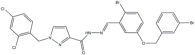 N'-{2-bromo-5-[(3-bromobenzyl)oxy]benzylidene}-1-(2,4-dichlorobenzyl)-1H-pyrazole-3-carbohydrazide Struktur