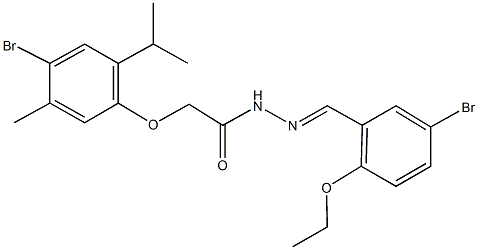 N'-(5-bromo-2-ethoxybenzylidene)-2-(4-bromo-2-isopropyl-5-methylphenoxy)acetohydrazide Struktur