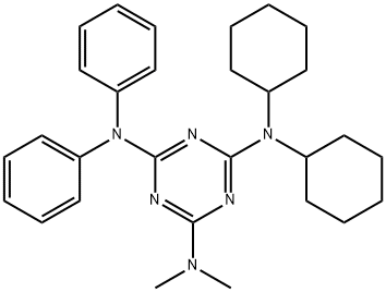 N~2~,N~2~-dicyclohexyl-N~4~,N~4~-dimethyl-N~6~,N~6~-diphenyl-1,3,5-triazine-2,4,6-triamine Struktur