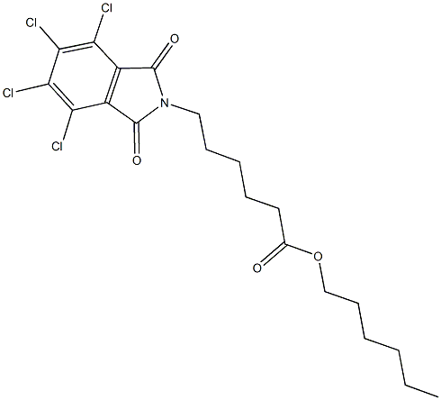 hexyl 6-(4,5,6,7-tetrachloro-1,3-dioxo-1,3-dihydro-2H-isoindol-2-yl)hexanoate Struktur