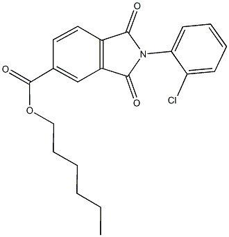 hexyl 2-(2-chlorophenyl)-1,3-dioxoisoindoline-5-carboxylate Struktur