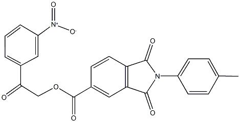 2-{3-nitrophenyl}-2-oxoethyl 2-(4-methylphenyl)-1,3-dioxoisoindoline-5-carboxylate Struktur