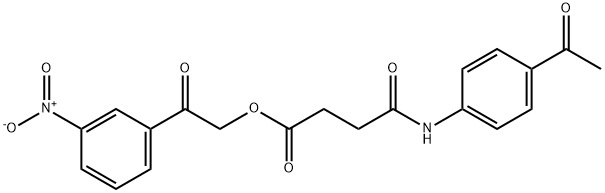 2-{3-nitrophenyl}-2-oxoethyl 4-(4-acetylanilino)-4-oxobutanoate Struktur