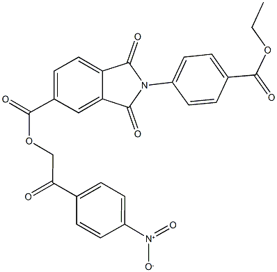 2-{4-nitrophenyl}-2-oxoethyl 2-[4-(ethoxycarbonyl)phenyl]-1,3-dioxo-5-isoindolinecarboxylate Struktur