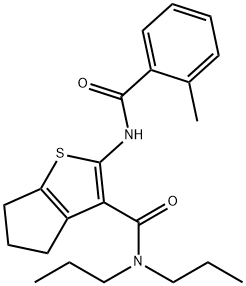 2-[(2-methylbenzoyl)amino]-N,N-dipropyl-5,6-dihydro-4H-cyclopenta[b]thiophene-3-carboxamide Struktur