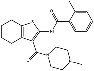 2-methyl-N-{3-[(4-methyl-1-piperazinyl)carbonyl]-4,5,6,7-tetrahydro-1-benzothien-2-yl}benzamide Struktur