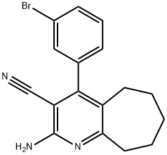 2-amino-4-(3-bromophenyl)-6,7,8,9-tetrahydro-5H-cyclohepta[b]pyridine-3-carbonitrile Struktur