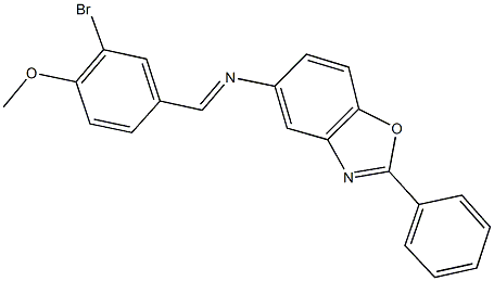 N-(3-bromo-4-methoxybenzylidene)-N-(2-phenyl-1,3-benzoxazol-5-yl)amine Struktur