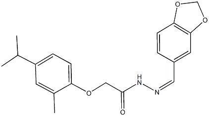 N'-(1,3-benzodioxol-5-ylmethylene)-2-(4-isopropyl-2-methylphenoxy)acetohydrazide Struktur