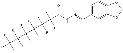 N'-(1,3-benzodioxol-5-ylmethylene)-2,2,3,3,4,4,5,5,6,6,7,7,7-tridecafluoroheptanohydrazide Struktur